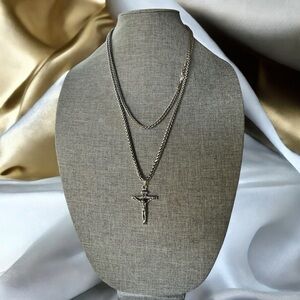 Fashion Jewelry Silver Layered Cross Necklace☑️